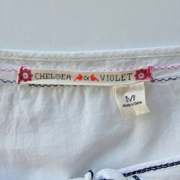 Chelsea & Violet Boho Embroidered Blouse Womans Size M White Multi‎ - Picture 11 of 14